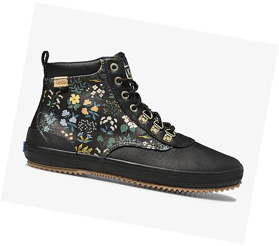 Botas con Cordones Keds x Rifle Paper Co. Scout Boot Agua Mujer Negras | IQF-412905