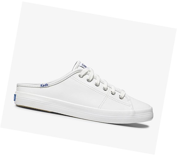 Zapatos Slip On Keds Kickstart Mule Core Cuero Mujer Blancas | RXH-528017