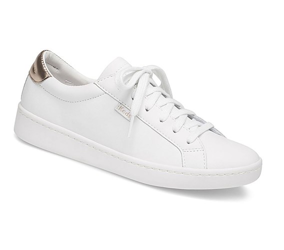 Zapatos con Cordones Keds Ace Mirror Cuero Mujer Blancas Rosas Doradas | UXZ-680327