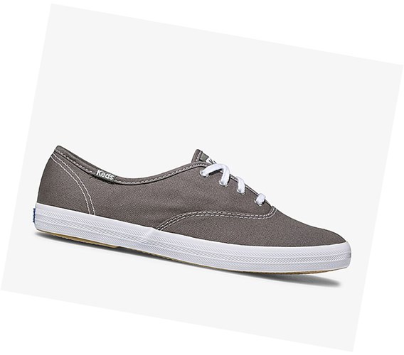 Zapatos con Cordones Keds Champion Lona Originales Mujer Gris Oscuro | QRX-312589