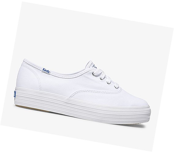 Zapatos con Cordones Keds Triple Mujer Blancas | SDH-475281
