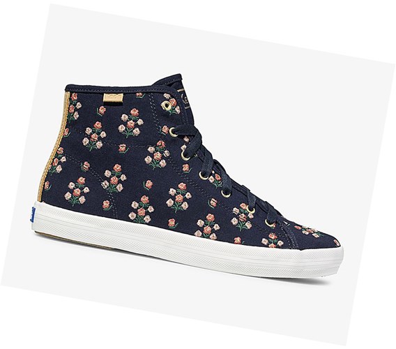 Zapatos con Cordones Keds x Rifle Paper Co Kickstart Hi Posy Embroidered Mujer Azul Marino | OBC-320549